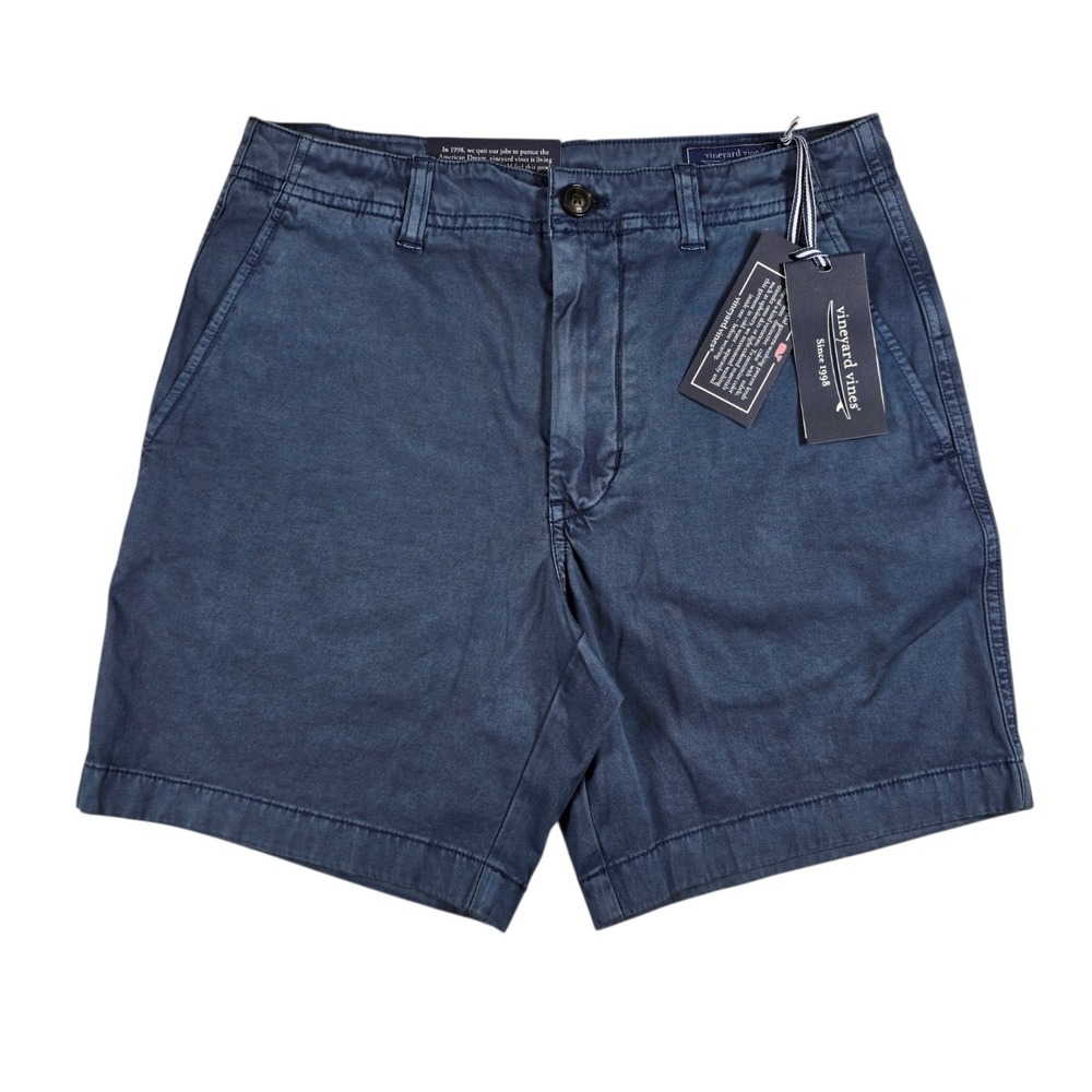 Vineyard Vines Oxford Blue Chino Preppy 7 Inch Island Shorts Men's Size 28 NWT